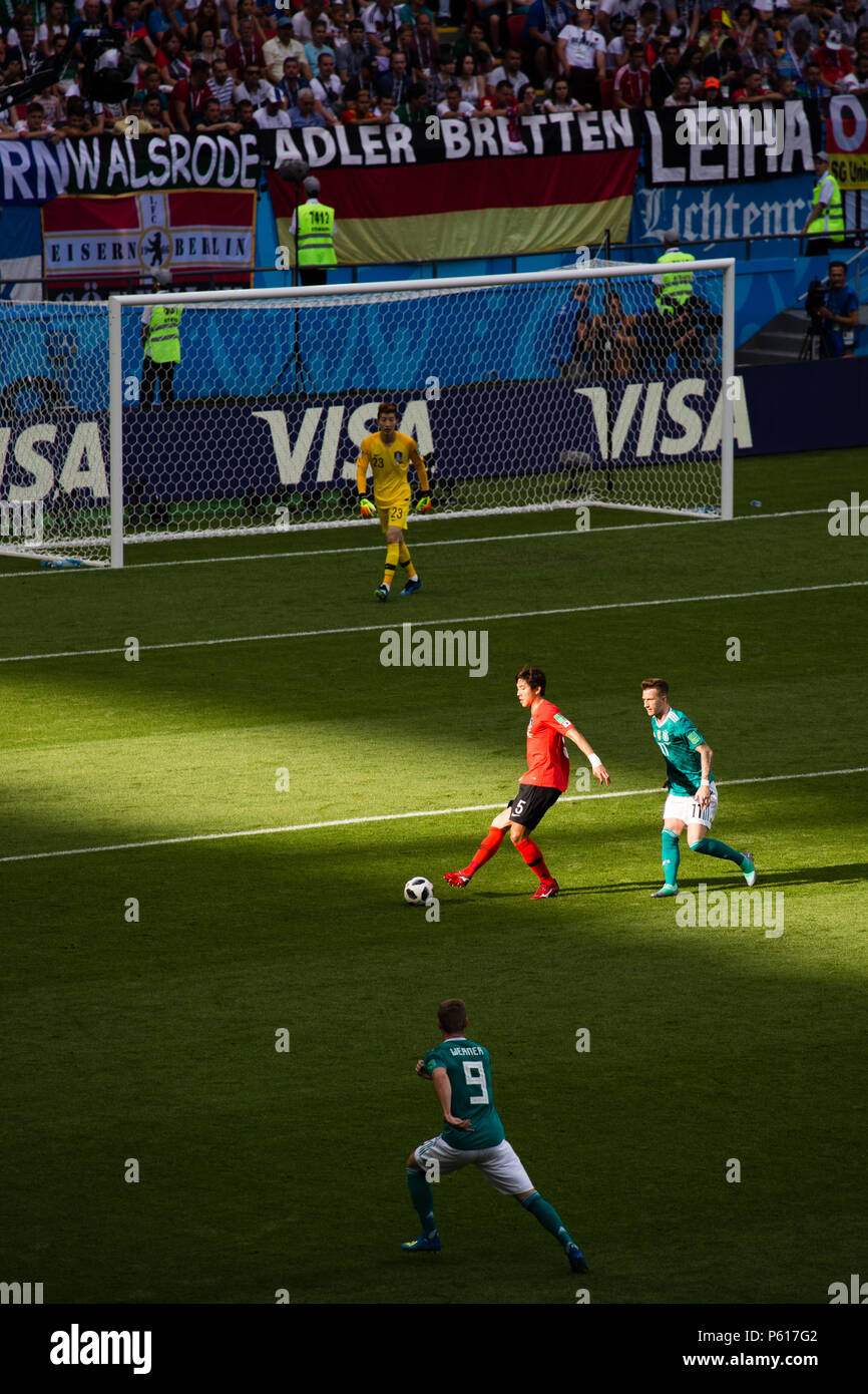 L'équipe nationale de football de Corée République bat l'Allemagne lors de la Coupe du Monde Russie 2018 à Kazan en Russie. Banque D'Images