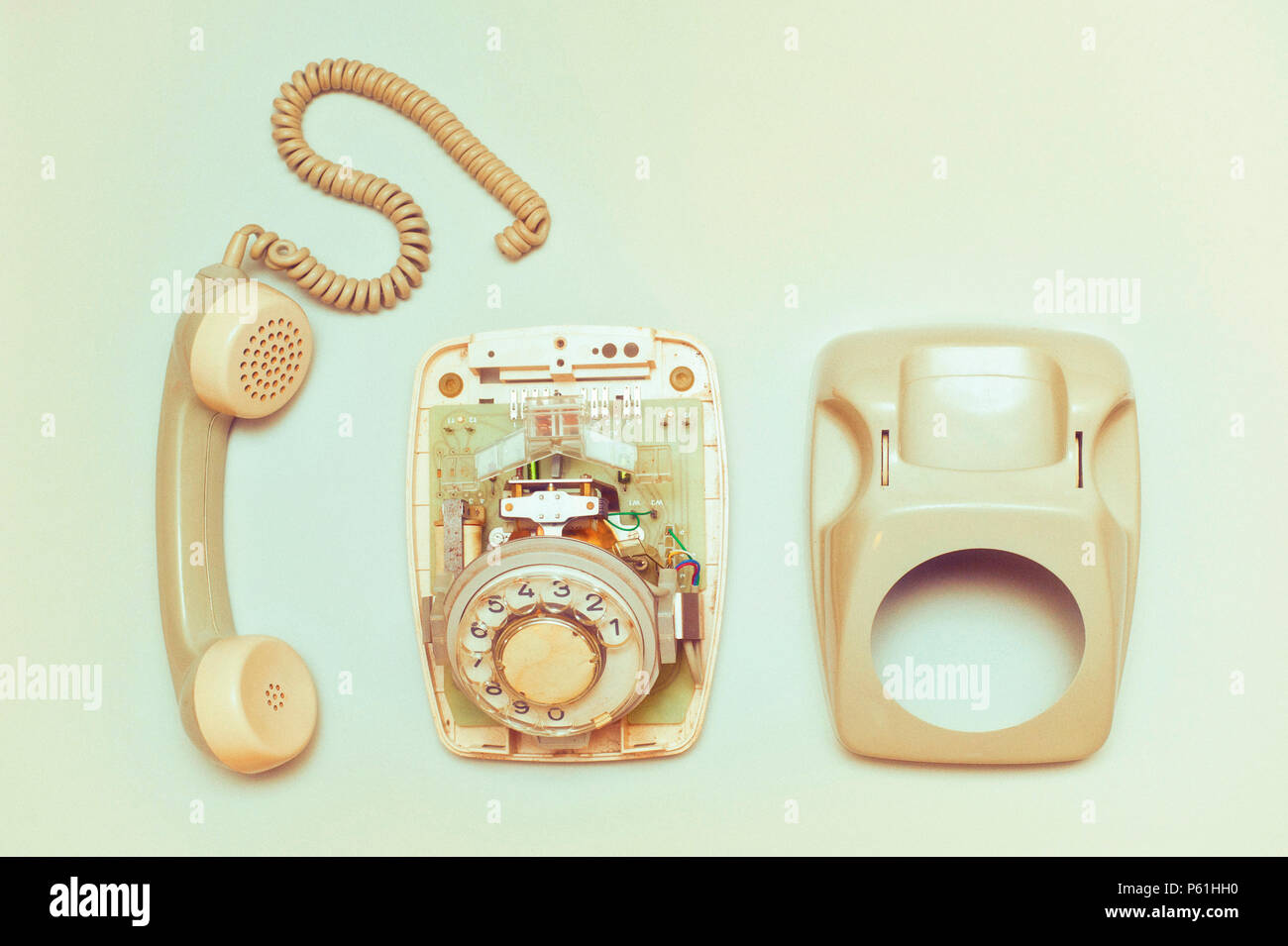 Téléphone à cadran rotatif vintage démontés Banque D'Images