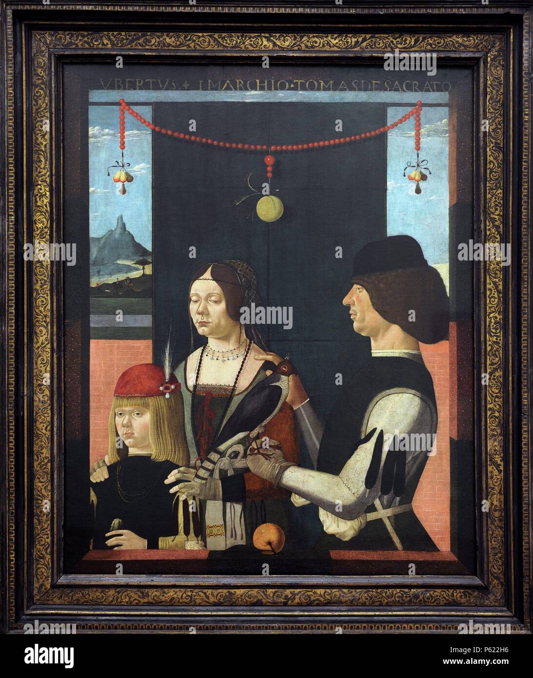 La société Ferraresischer. Peintre, 15ème siècle. Portrait de famille., 1480. Alte Pinakotheka. Munich. L'Allemagne. Banque D'Images
