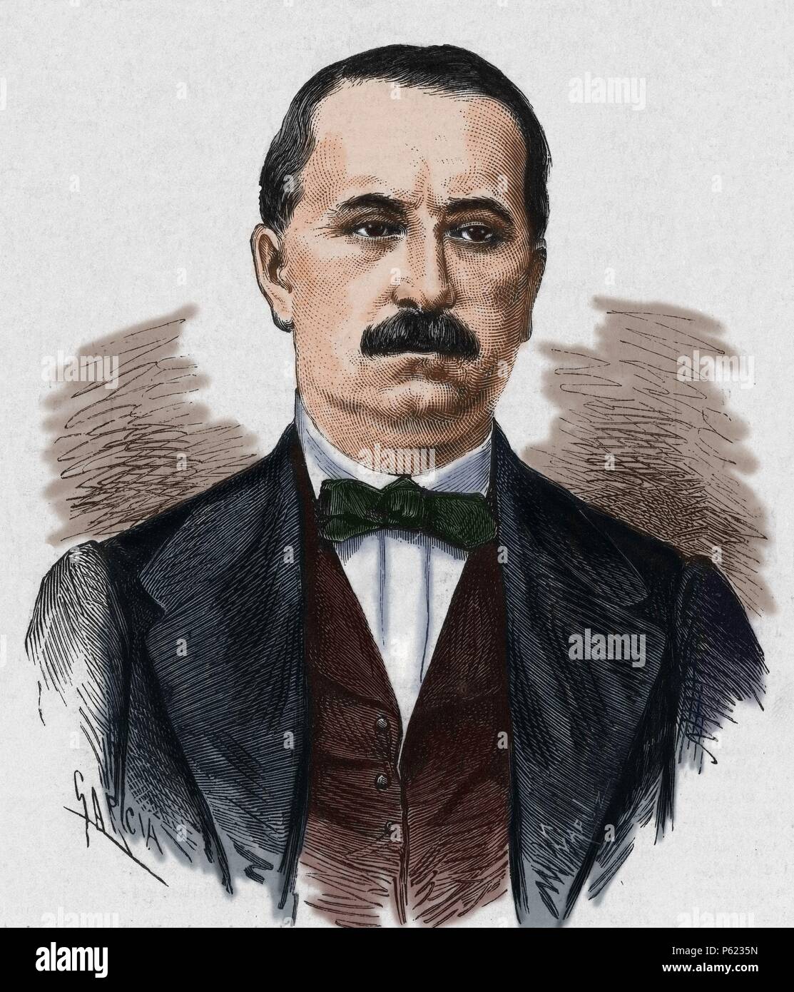 Eustaquio Diaz de Rada y Landivar (1815- ?). Militaire espagnol qui ont participé dans les guerres carlistes. La gravure. L'espagnol et l'American illustration, 1822. De couleur. Banque D'Images