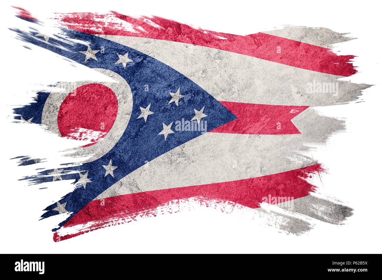 L'état de l'Ohio Grunge flag. Drapeau de l'Ohio coup de pinceau. Banque D'Images