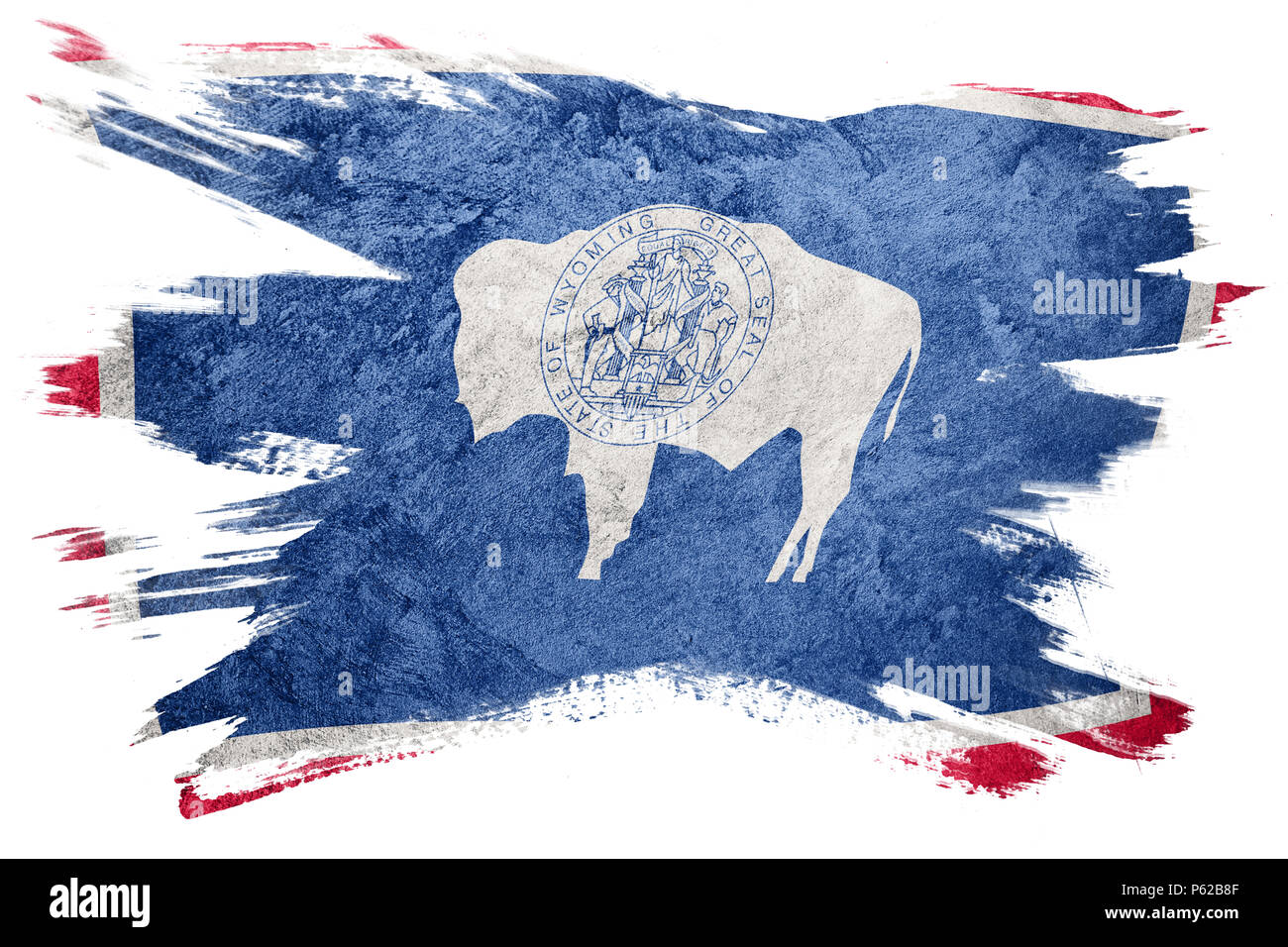 Grunge Wyoming state flag. Drapeau Wyoming coup de pinceau. Banque D'Images