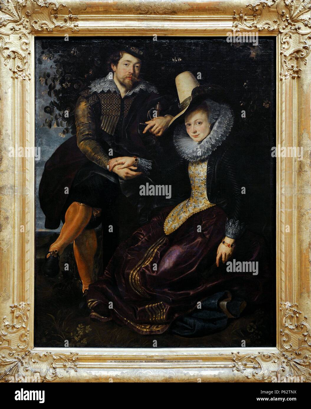 Peter Paul Rubens (1577-1640). Peintre flamand. L'auto-portrait avec son épouse Isabella Brandt dans le chèvrefeuille, Bower, ca.1609. L'Alte Pinakothek. Munich. L'Allemagne. Banque D'Images