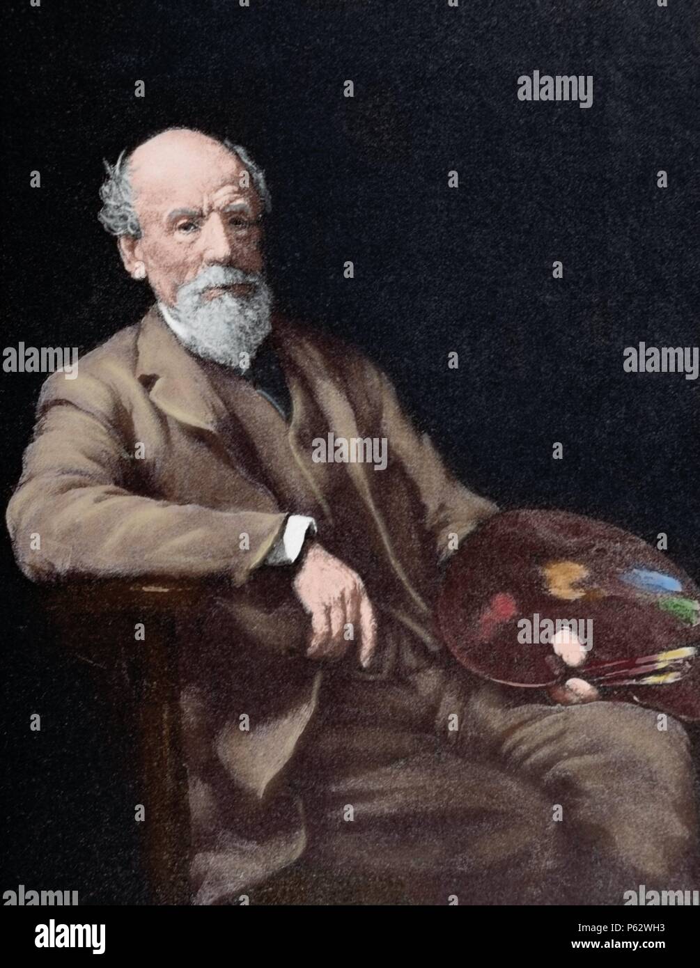 Thomas Sidney Cooper (1803-1902). Peintre anglais. Gravure d'après une peinture par W. Ouless. La péninsule ibérique, l'illustration de 1891. De couleur. Banque D'Images