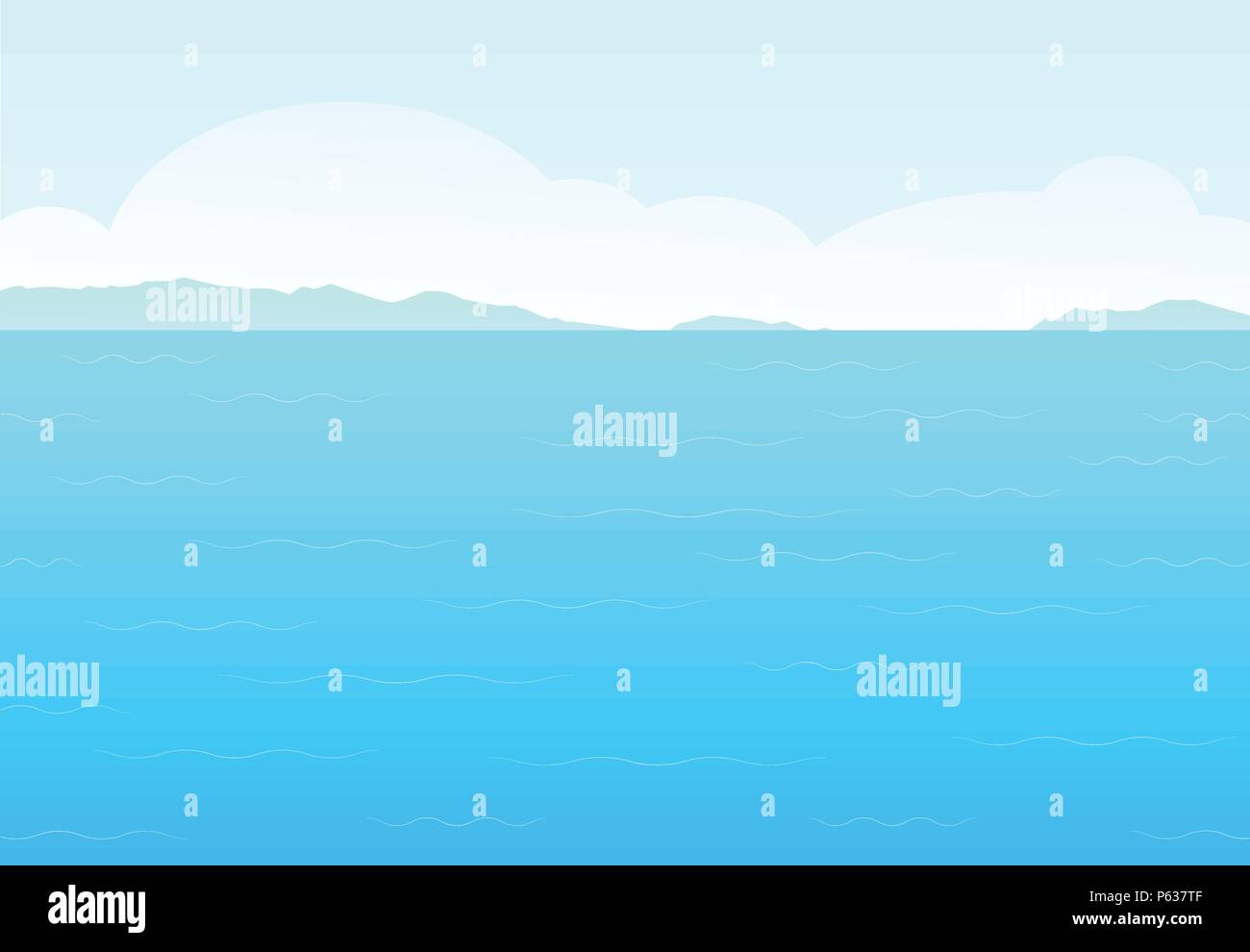 Mer, ciel et nuage pour l'arrière-plan dans le vector art design Illustration de Vecteur