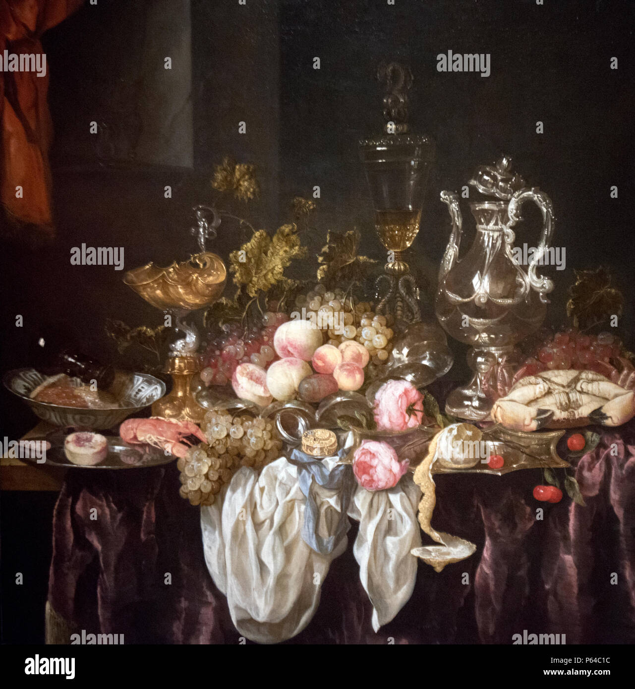Abraham van Beyeren - still life of bowls (1654) Banque D'Images