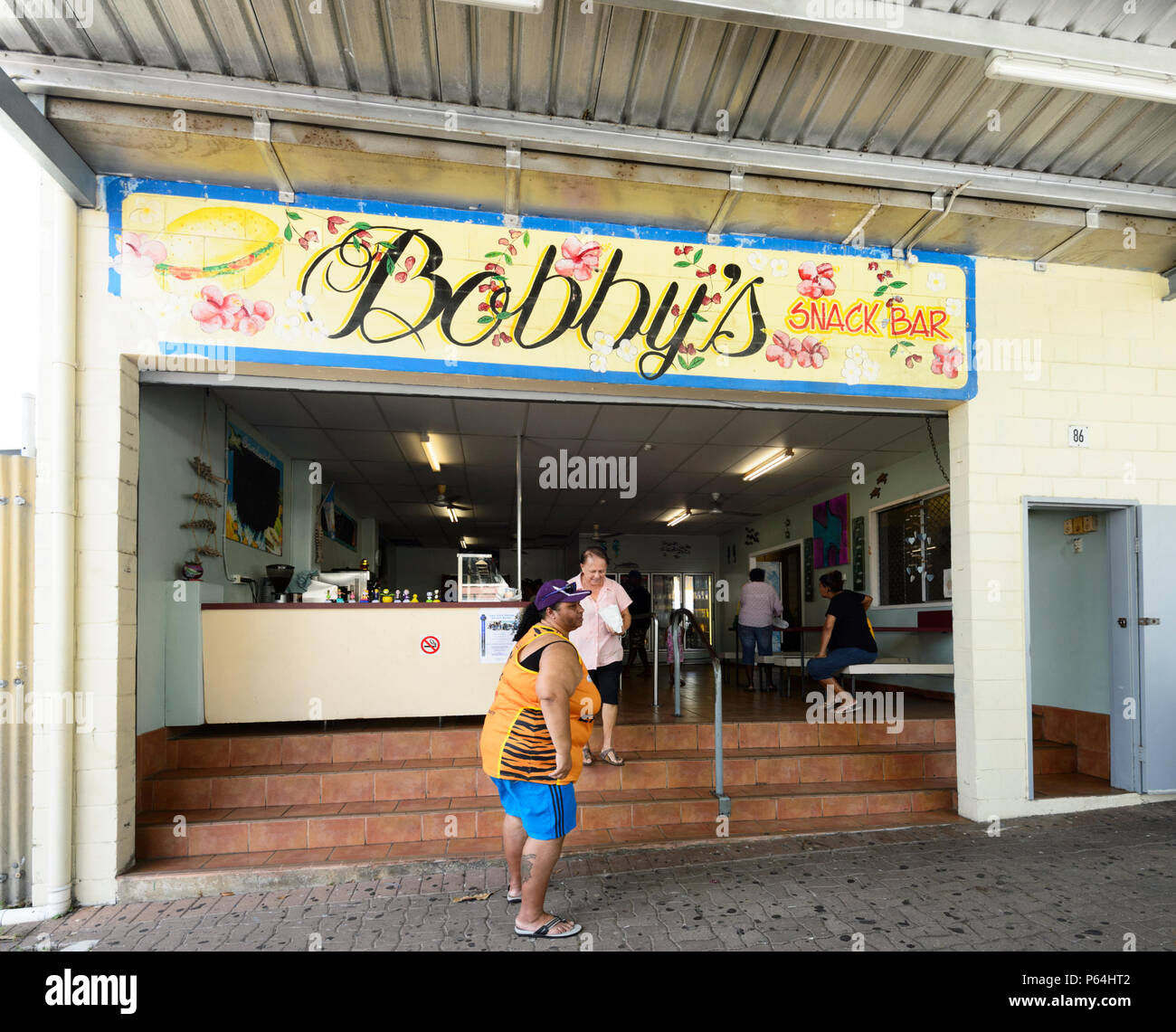 Bobby's est un snack-bar de fruits de mer populaires, l'île Thursday, îles du détroit de Torres, l'extrême nord du Queensland, Australie, Queensland, FNQ Banque D'Images
