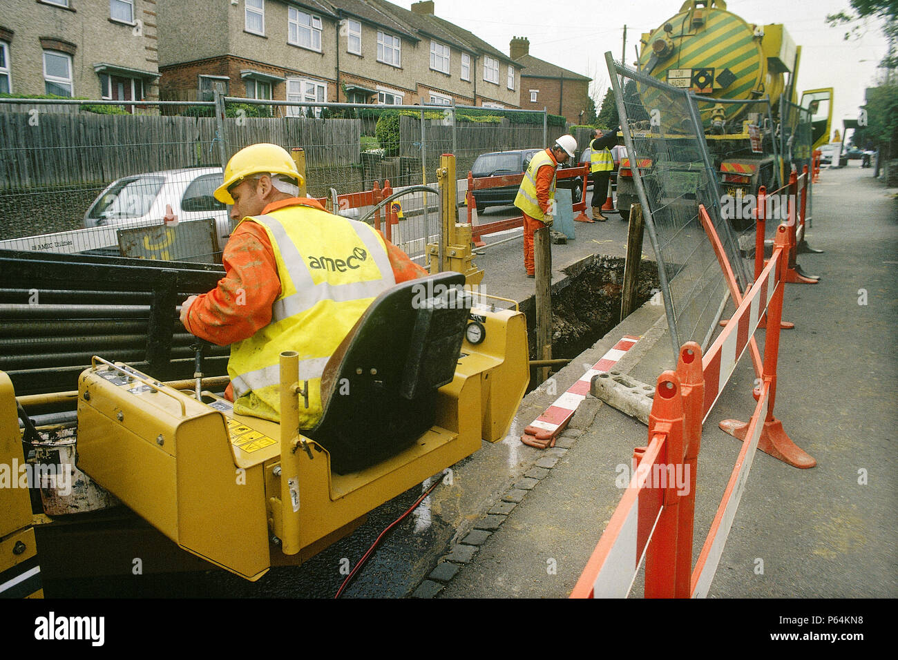 No-dig forage directionnel pour le tuyau de gaz de l'installation, England, UK Banque D'Images