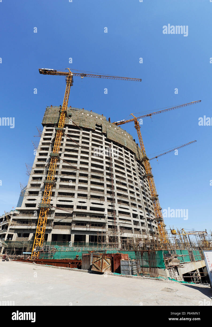 Nouvel immeuble de bureaux en construction, la CDB, l'est le centre de Pékin, Chine Banque D'Images