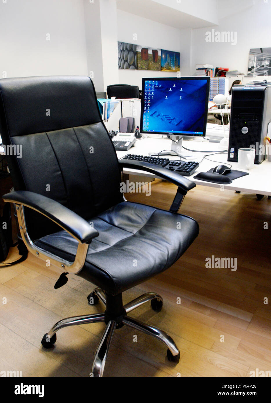 Bureau avec ordinateur Banque D'Images