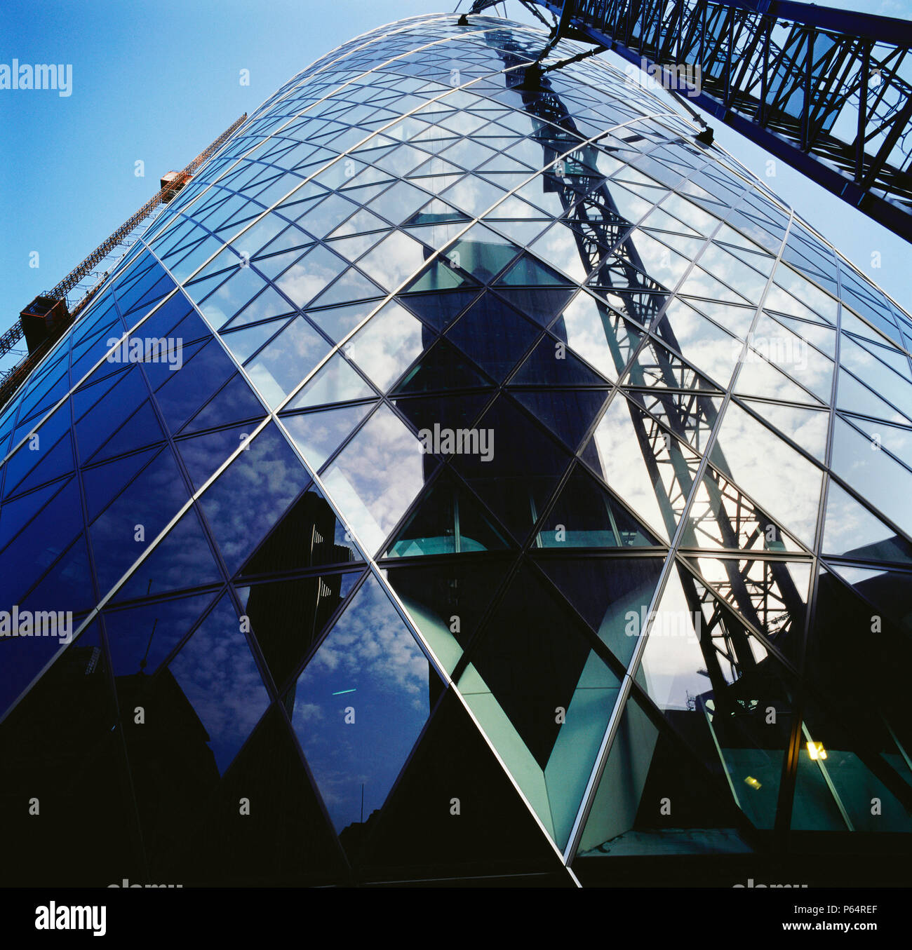 Construction de 30 St Mary Axe ou le Gherkin, London, UK Banque D'Images