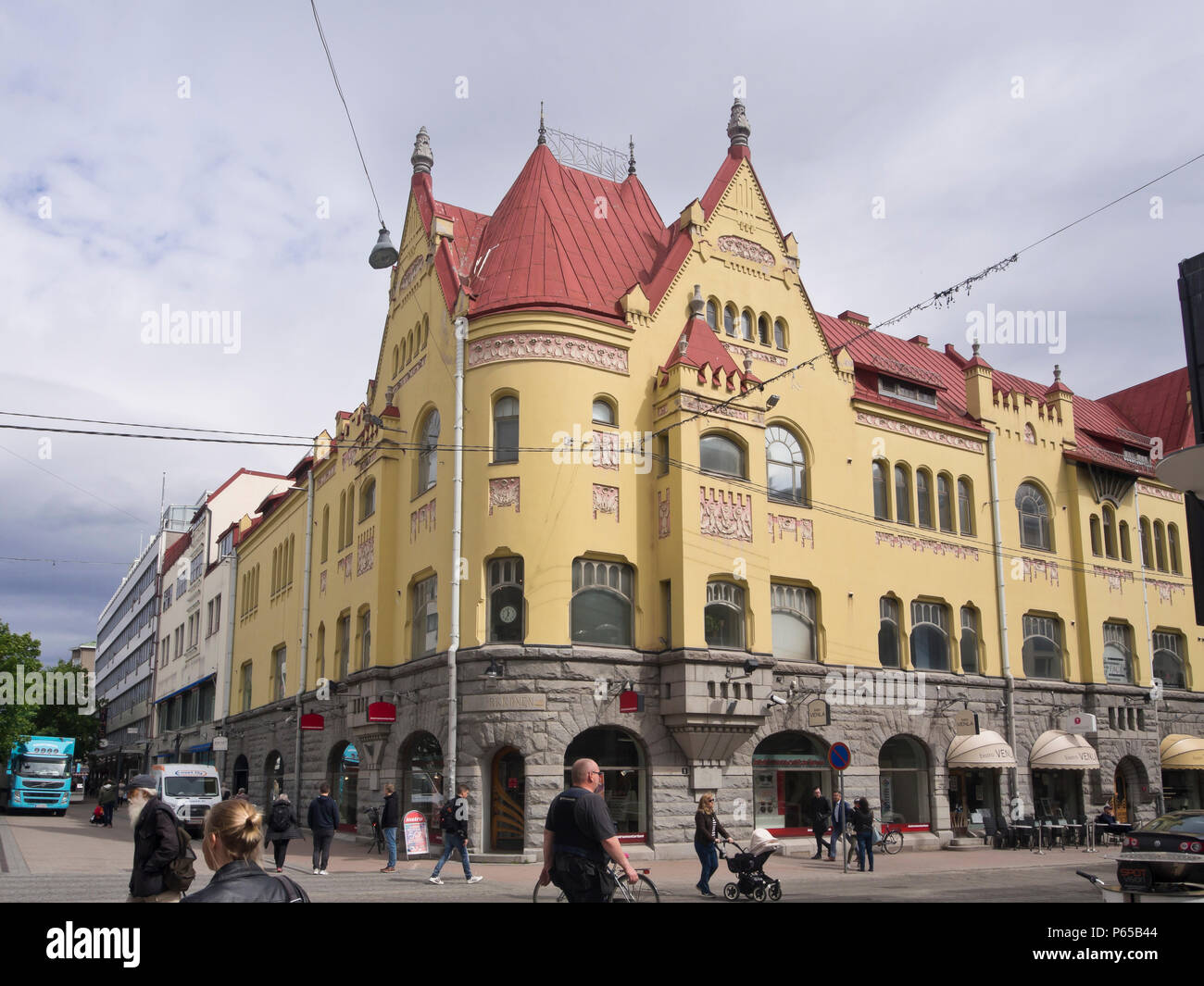 Bâtiment art nouveau dans le centre de Tampere, deuxième plus grande ville de Finlande Banque D'Images