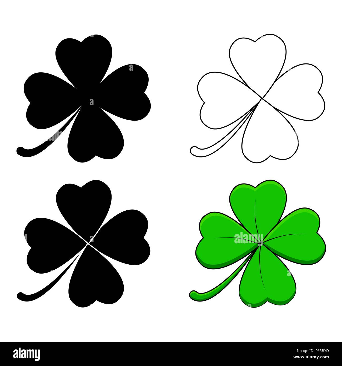 Trèfle à quatre feuilles concevoir isolé sur fond blanc Illustration de Vecteur