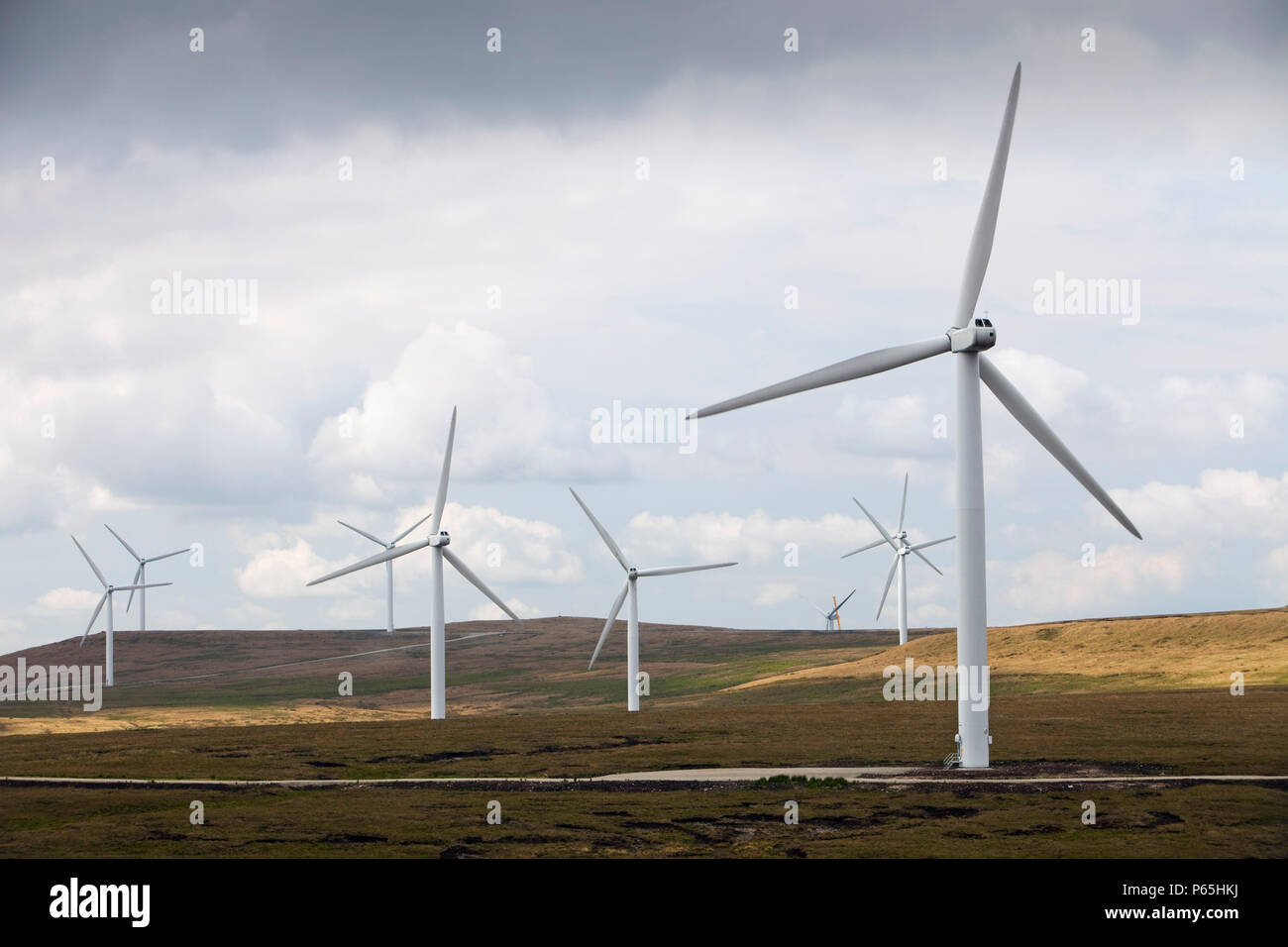 Scout Moor wind farm sur le Pennine Moors entre Rochdale et Ramsbottom, UK. Banque D'Images