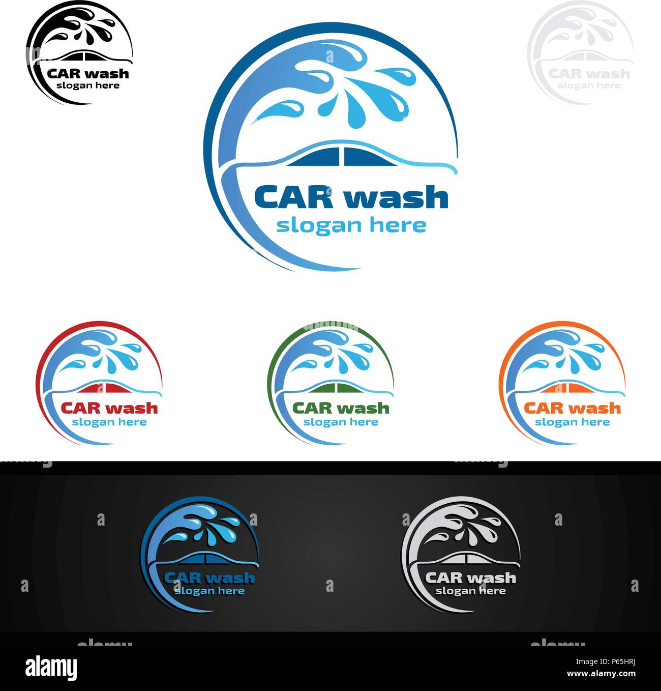Logo de lavage de voiture, lavage et nettoyage de voiture, vecteur de conception de logo Illustration de Vecteur