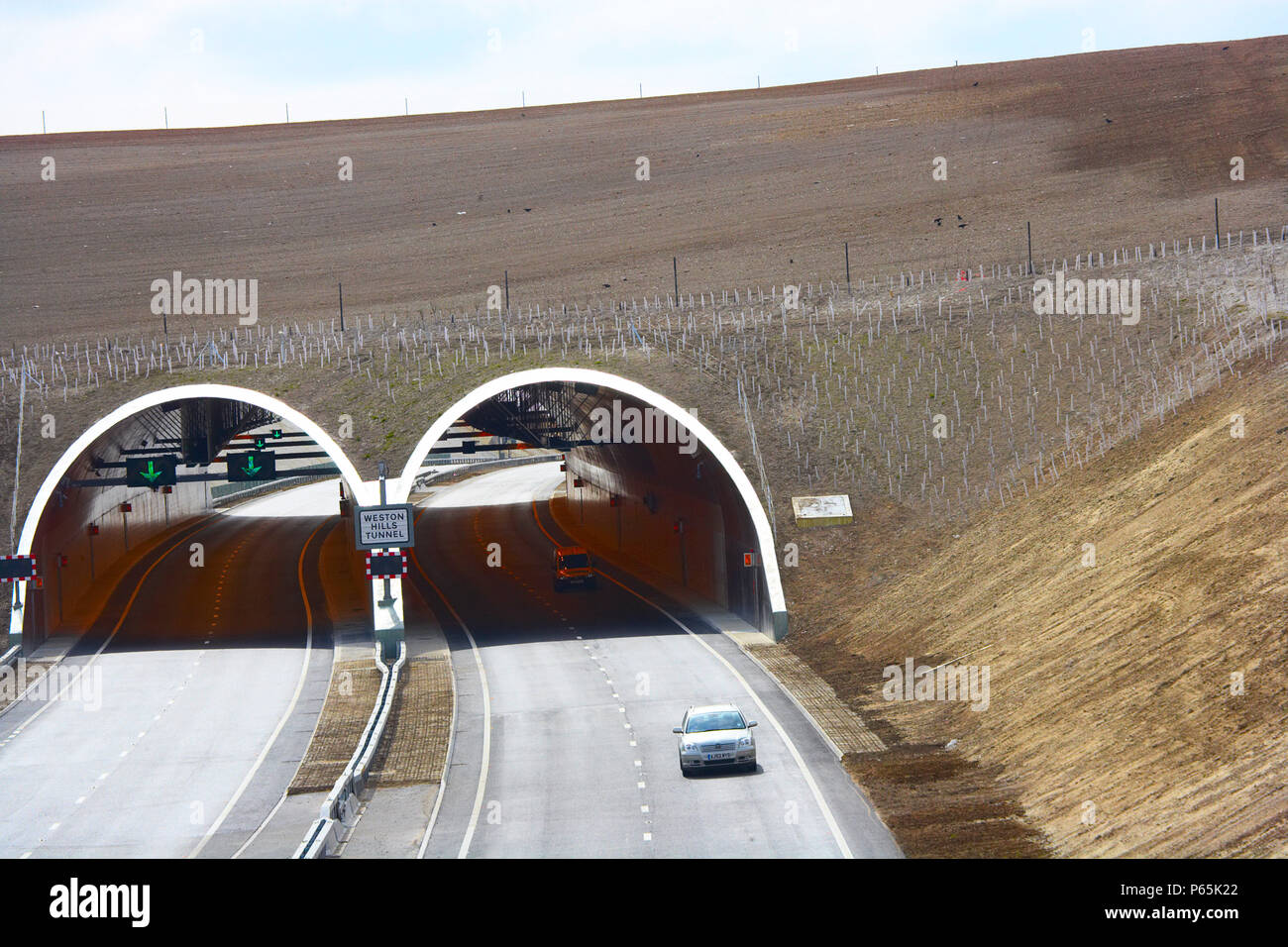 Vue d'un sur le bybass Baldock505. Les £43 millions de projet est ouvert en mars 2006, passerelle, tunnel comprend et overbridges a été construit l'usi Banque D'Images