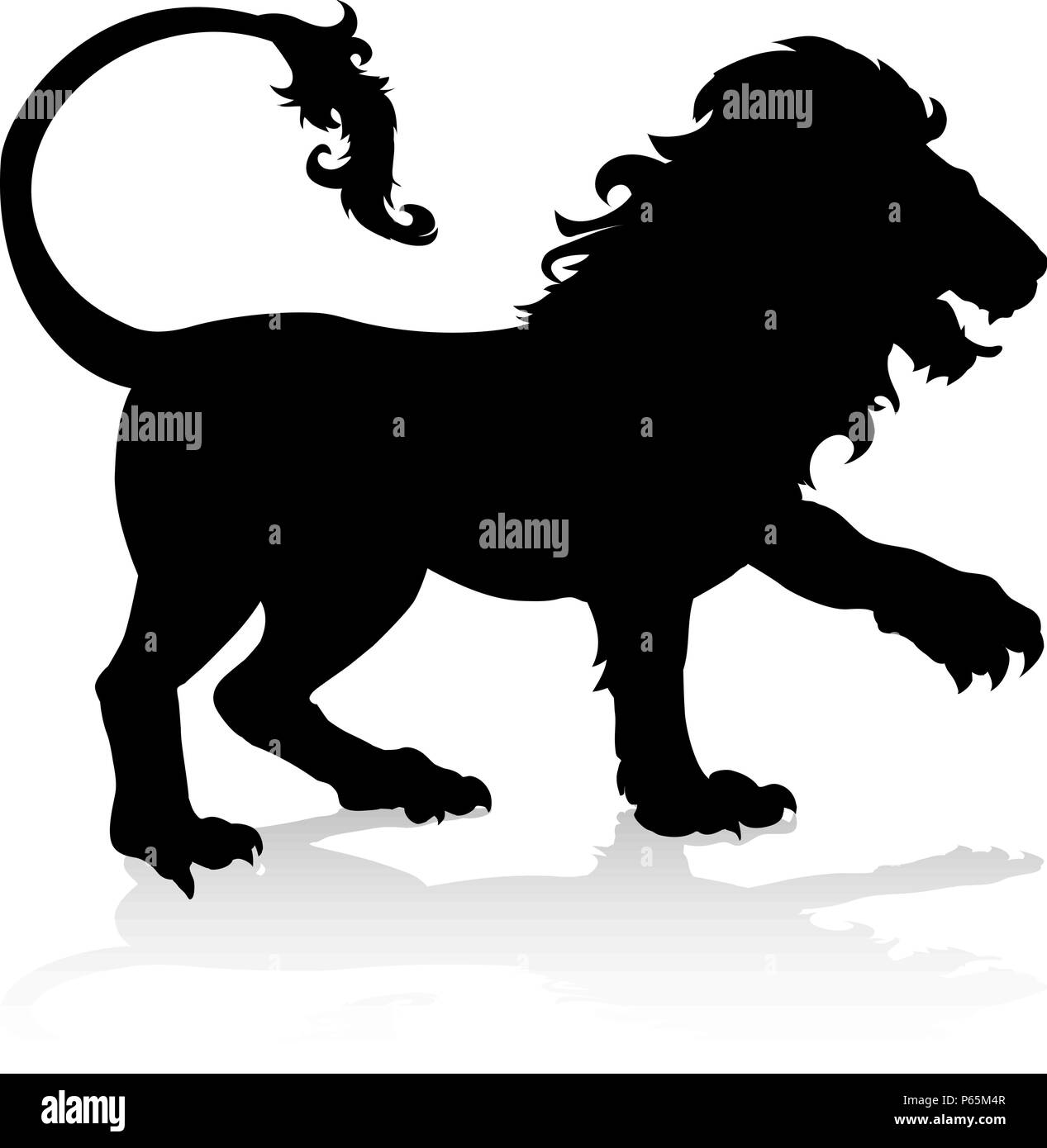 Lion Safari Animal Silhouette Illustration de Vecteur