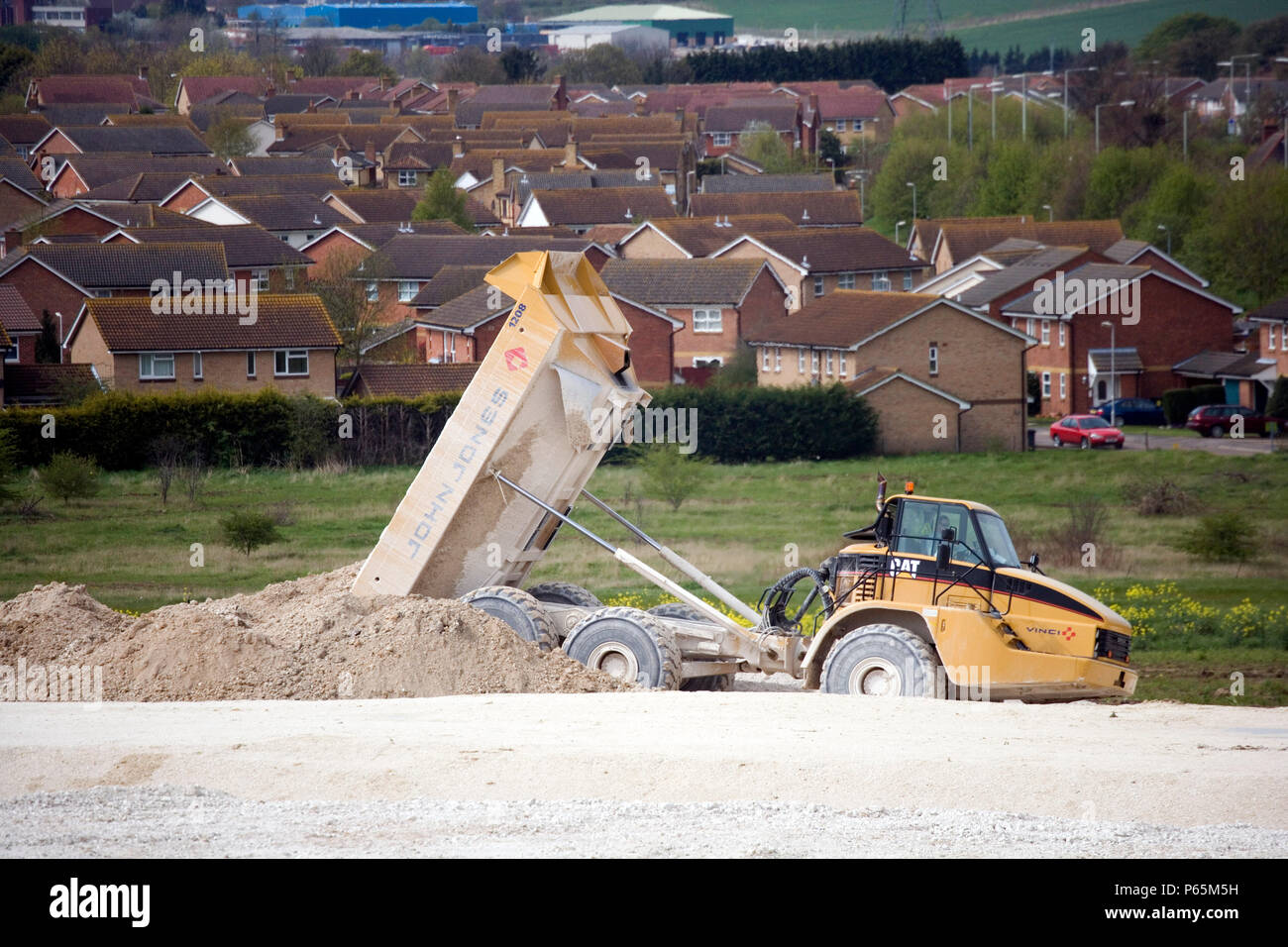 Dérivation de Baldock, sur l'A505, Hertfordshire, Angleterre. La nouvelle voie de contournement impliqués de plus d'un million de mètres cubes de terre. Le régime a été conçu et con Banque D'Images