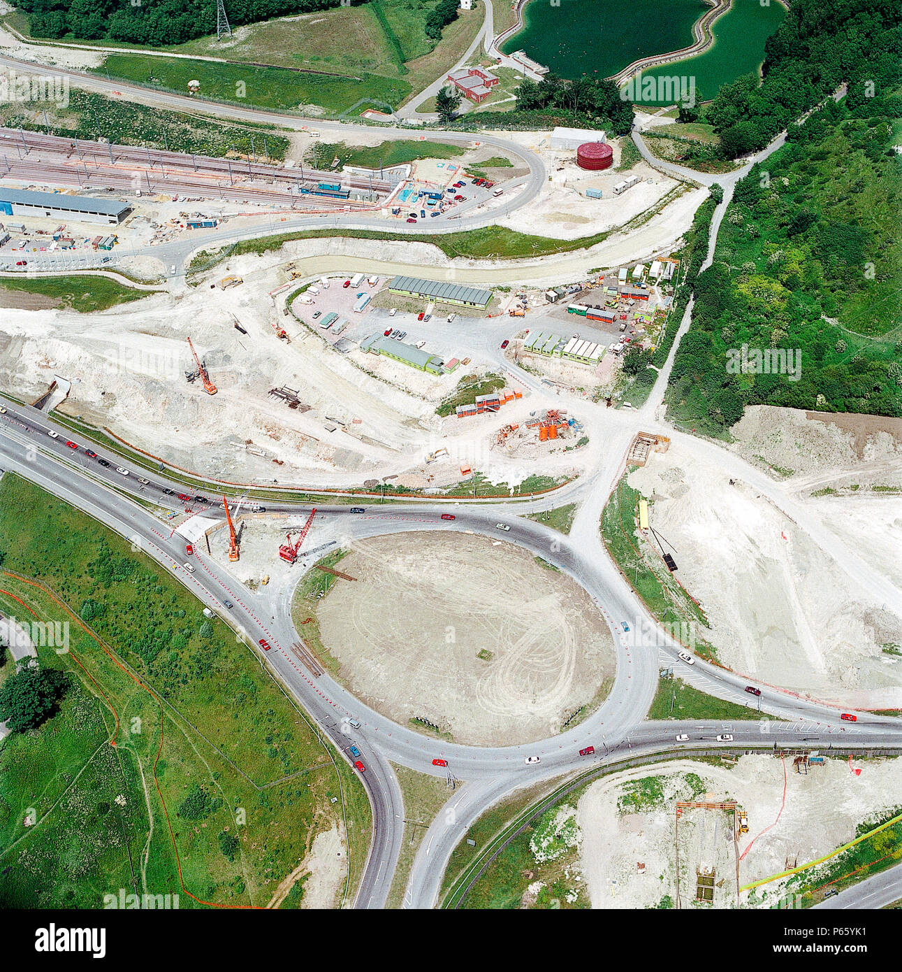 Premiers jours du portail au terminal UK pour le Tunnel sous la Manche, Folkestone, Kent, UK Banque D'Images