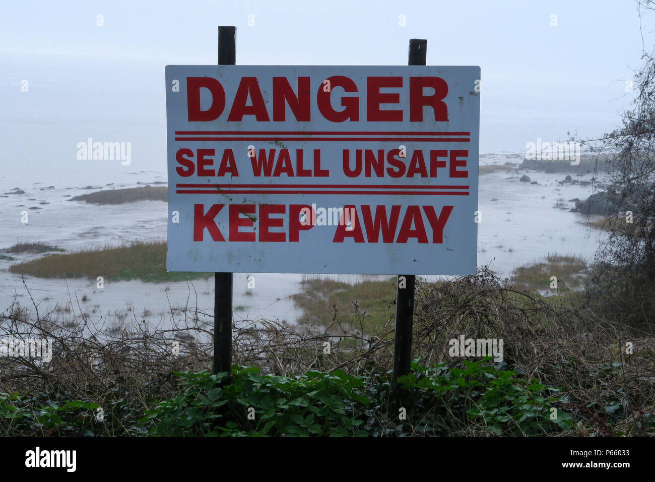 L'estuaire de Severn, danger, dangereux de la digue Banque D'Images