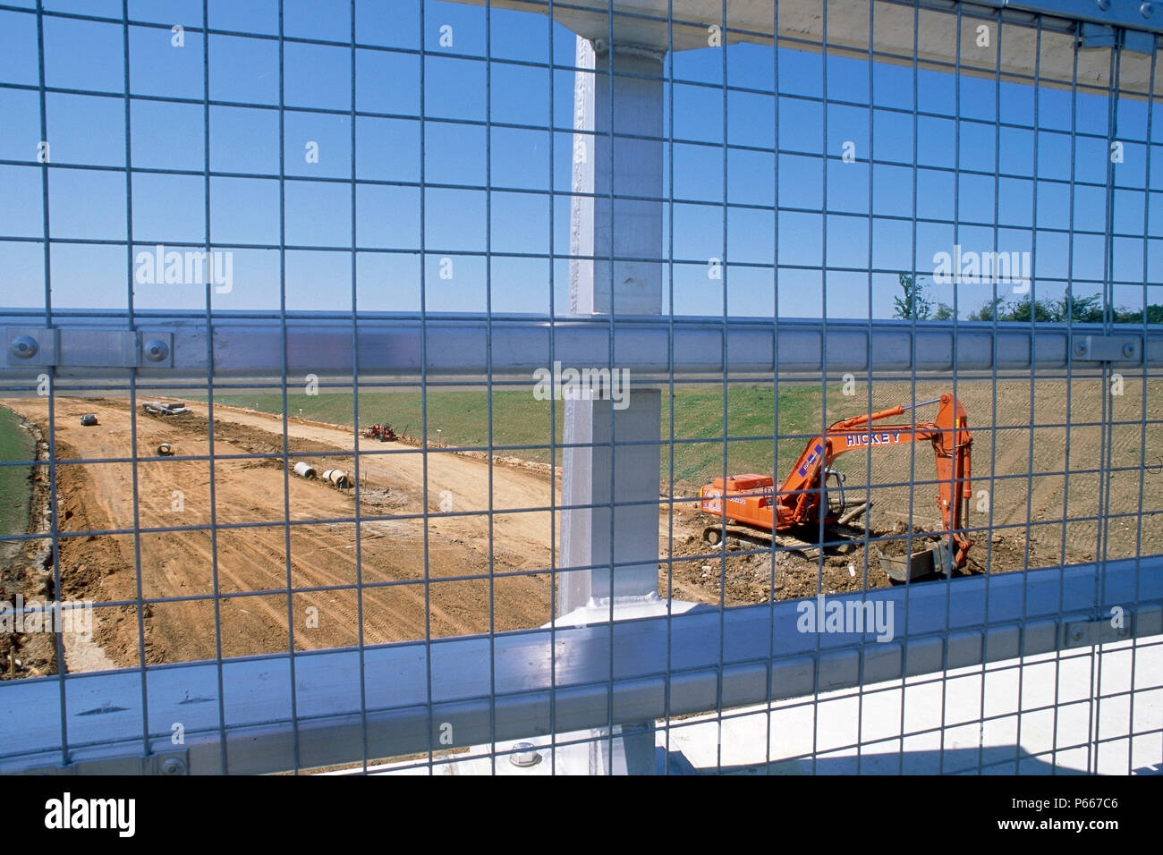 Terrassement et préparation de la formation au cours de la construction d'une grande Little Leighs bypass. L'Essex, Royaume-Uni. Banque D'Images