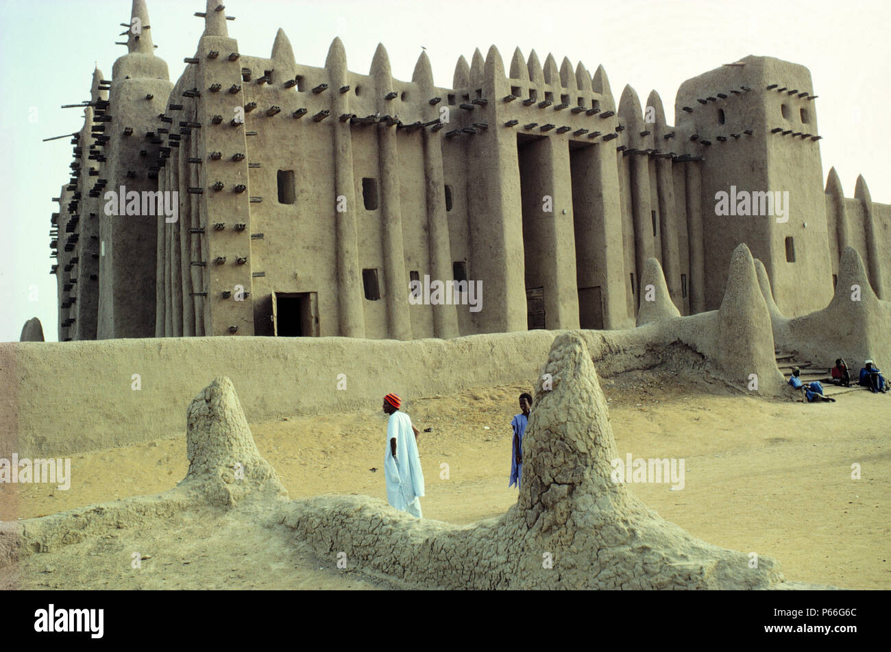 L'architecture de boue traditionnelles - grande mosquée - ville de Djenne - Mali Banque D'Images