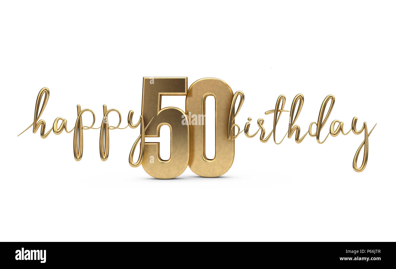 Heureux 50e Anniversaire Message D Or Contexte Le Rendu 3d Photo Stock Alamy