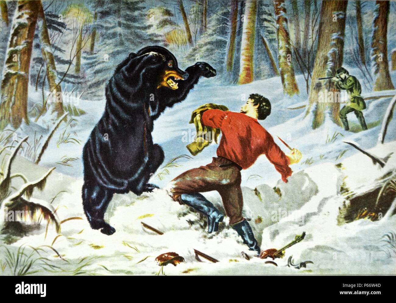 Currier & Ives Illustration du xixe siècle. La vie d'un Hunter. 'Un gros fix'. Banque D'Images