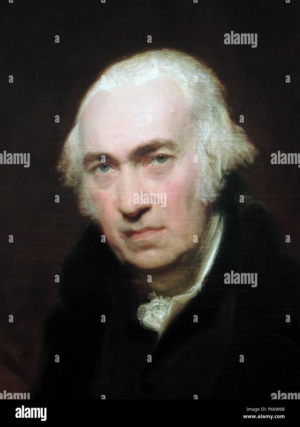 Portrait de James Watt, 1812 par sir Thomas Lawrence (1769-1830). Huile sur toile. James Watt (né à Greenock, Renfrewshire, en Écosse, 1736 - décédé en 1819 Handsworth, Birmingham, en Angleterre à 83 ans.) inventeur écossais et ingénieur en mécanique dont les améliorations à la machine à vapeur étaient fondamentales pour les changements apportés par la révolution industrielle en Grande-Bretagne et le reste du monde. Birmingham Museum. Banque D'Images