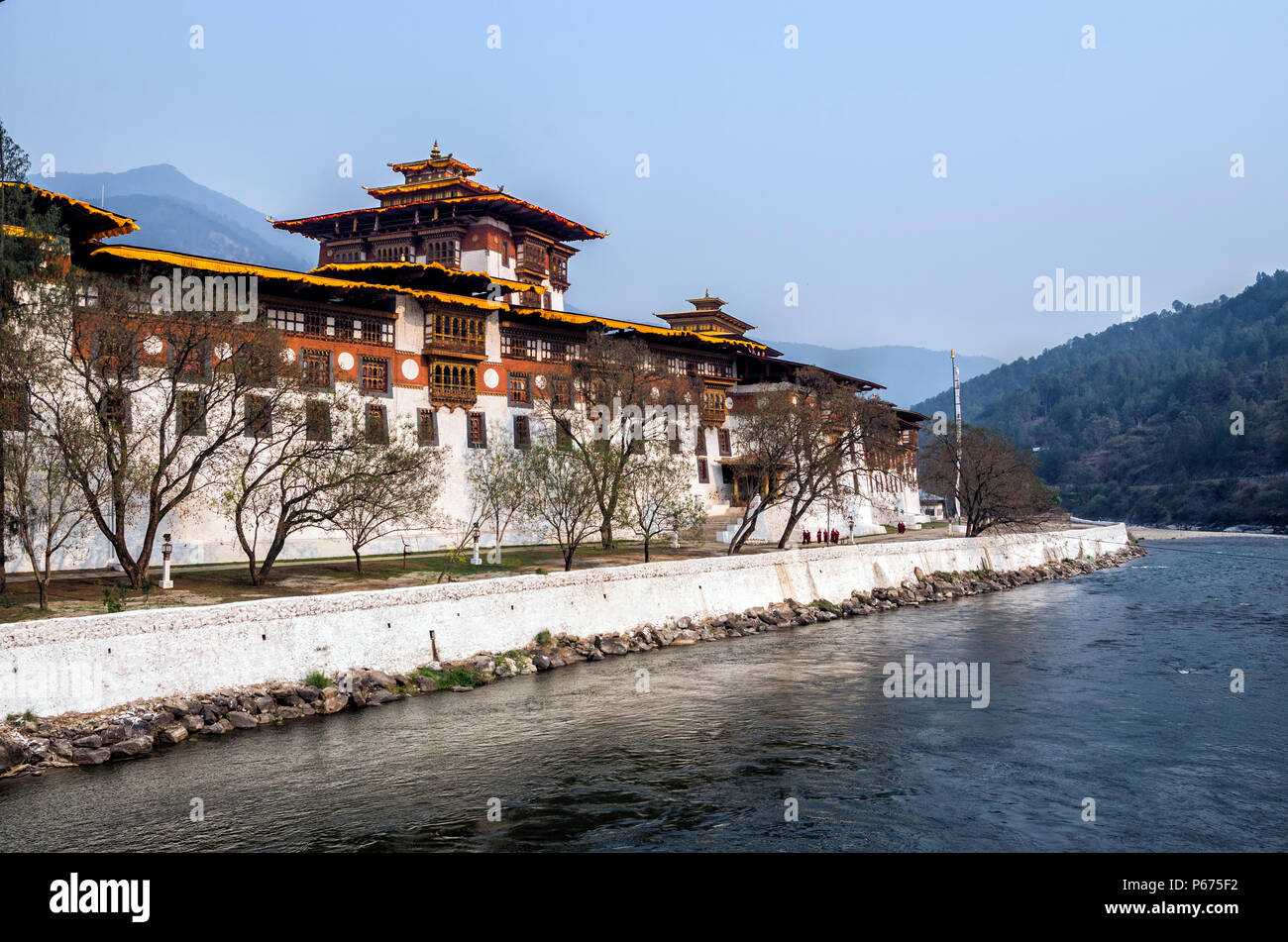 Punakha Dzong de Punakha Dzong, Bhoutan - ou Pungthang Déouatchène Phodrang (Palais de grand bonheur) dans Punakha, l'ancienne capitale du Bhoutan. Banque D'Images