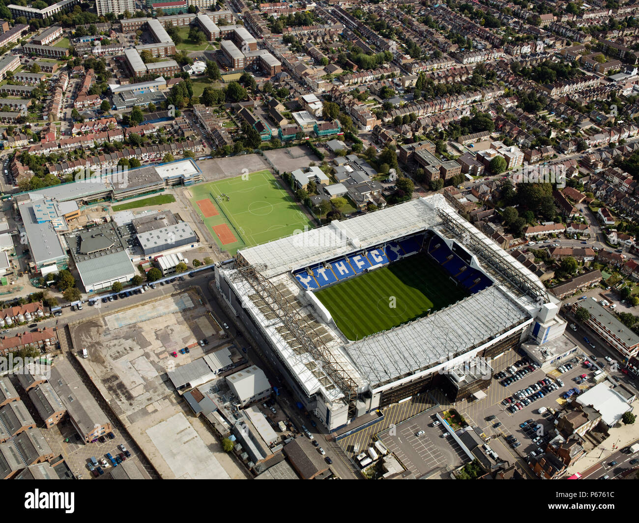 Vue aérienne de White Hart Lane,Stade de Football de Tottenham Hotspurs, London, UK Banque D'Images