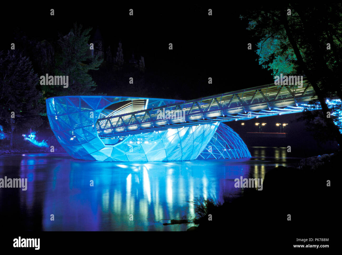 Murinsel Projet, Graz, Autriche, 2003. Île artificielle sur la rivière Mur, dans le centre historique de la ville de Graz, développé pour la célébration de Graz 20 Banque D'Images