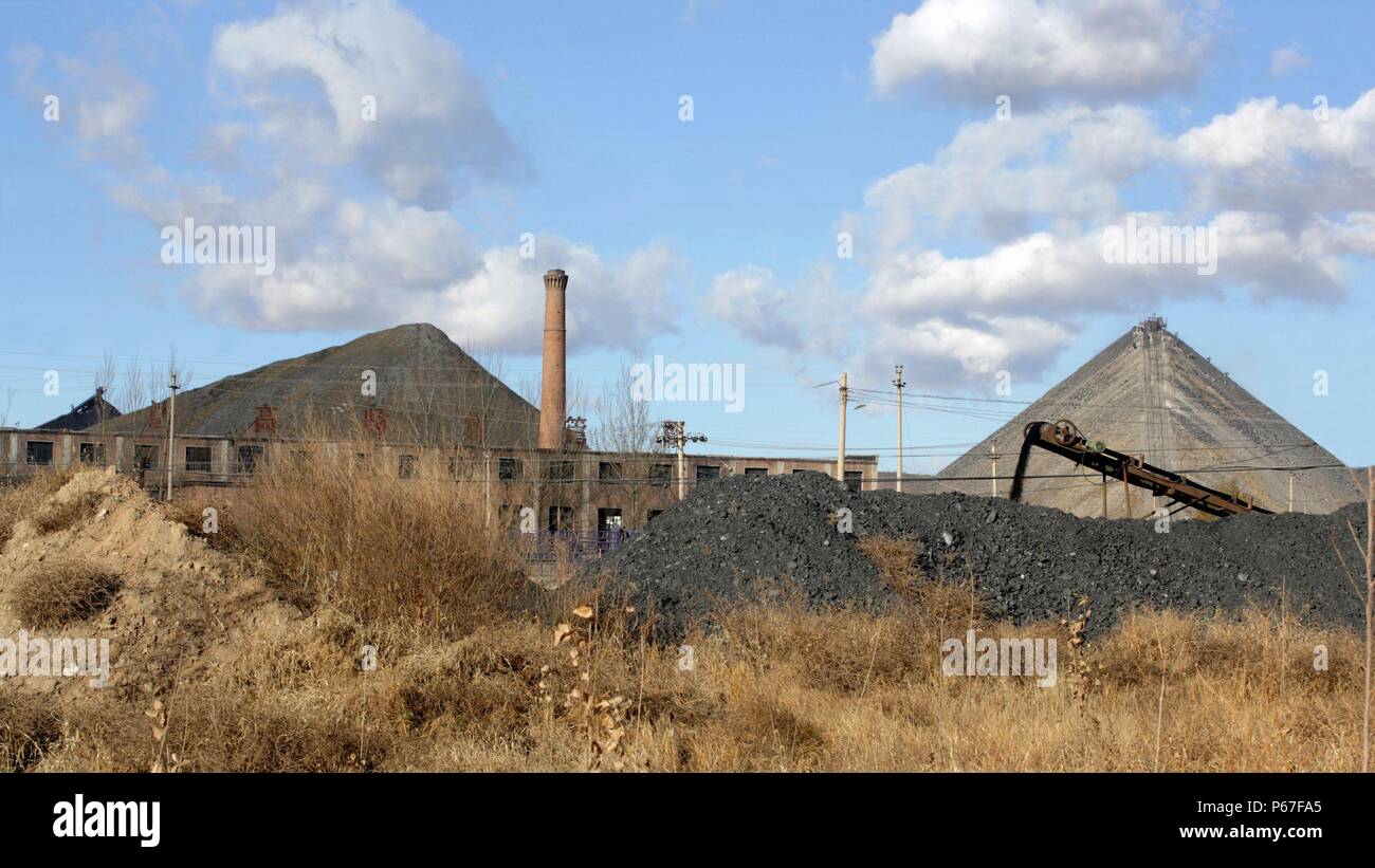 L'atmosphère de la mine de charbon au No 4 sur le système de la mine de Pingzhuang dans le nord-est de la Chine. Banque D'Images