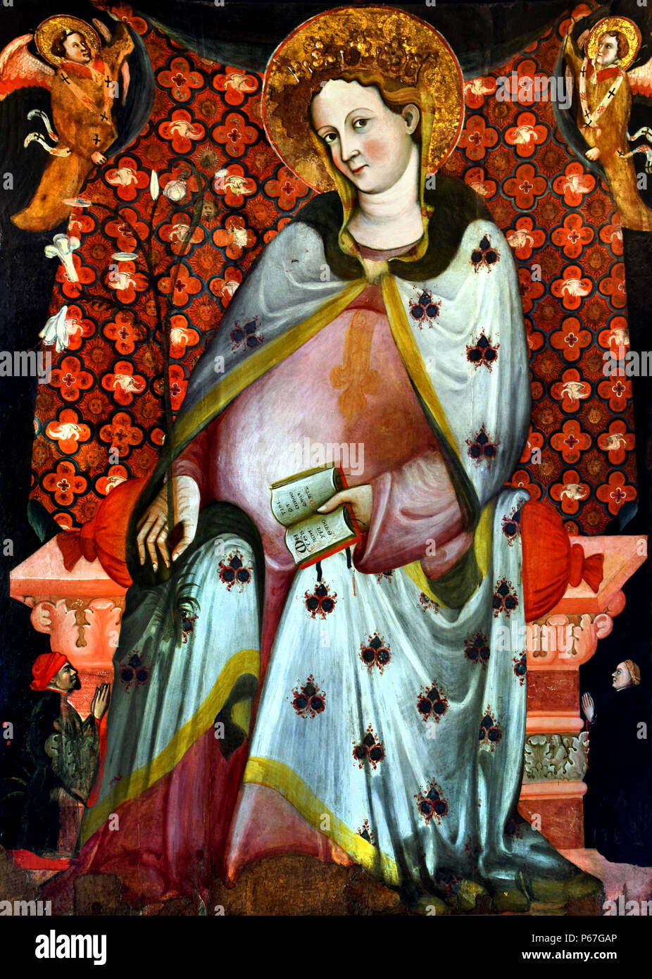Madonna del Parto et deux dévots par Maître de la Madonna del Parto 1390 - 1410, l'Italie, l'italien, Banque D'Images