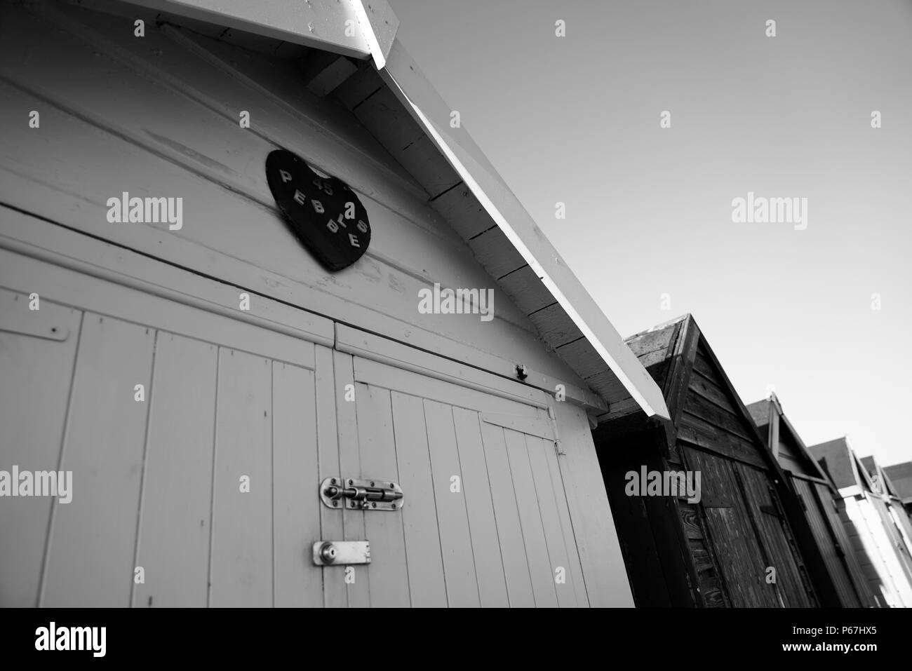 Anglais abstract shot de cabanes de plage Banque D'Images