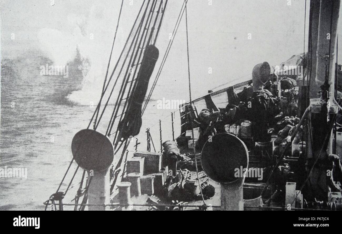 Clacton HMS Royal Navy ; un démineur a été torpillé et coulé par un sous-marin allemand au Chai Aghizi ; dans le Levant ; le 3 août 1916 ; Banque D'Images