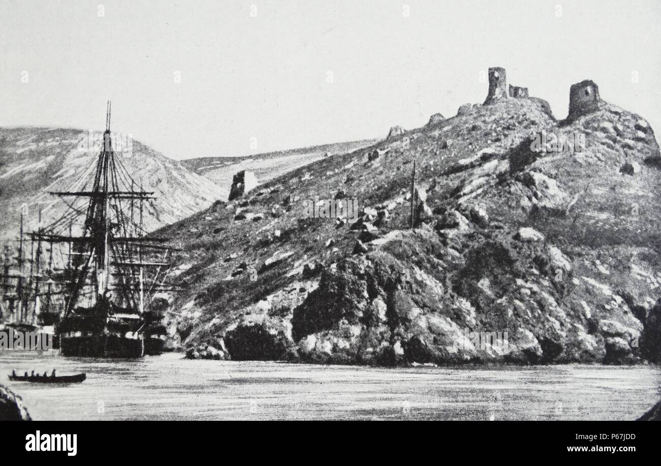 Les navires russes à Balaklava ; dans la Crimée ; pendant la guerre de Crimée 1853 Banque D'Images