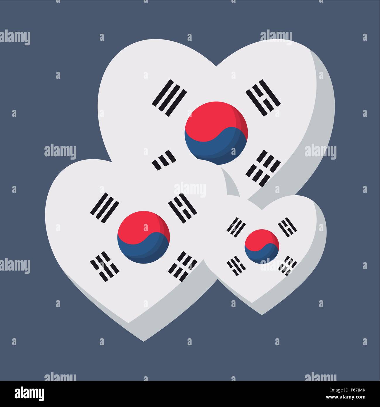 La Corée du Sud drapeau en forme coeur sur fond bleu, design coloré. vector illustration Illustration de Vecteur