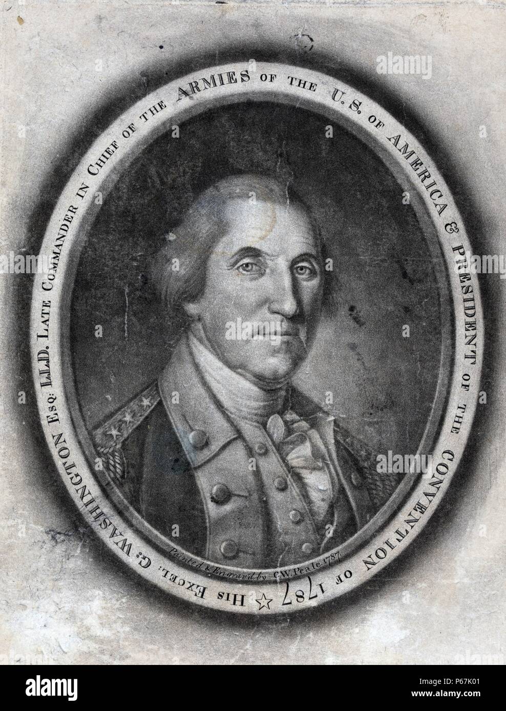 George Washington en uniforme pendant son temps en tant que commandant en chef des armées des États-Unis d'Amérique et Président de la Convention. Banque D'Images