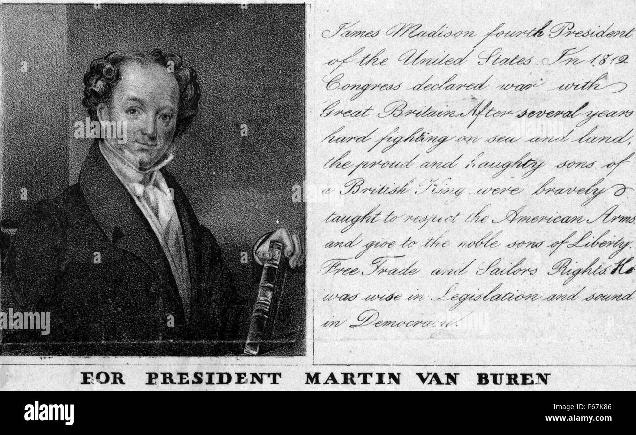 'Nomination républicaine démocratique nationale" une campagne pour des candidats démocrates broadside Martin Van Buren Banque D'Images