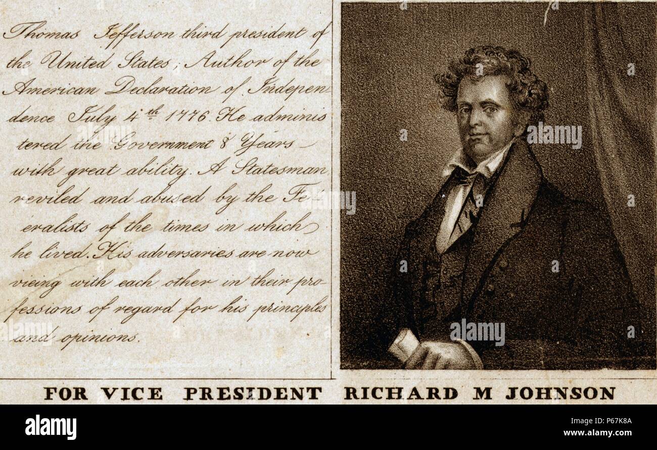 Nomination républicaine démocratique nationale" une campagne de broadside candidat démocrate Richard Johnson, produites pour l'élection présidentielle de 1840 Banque D'Images