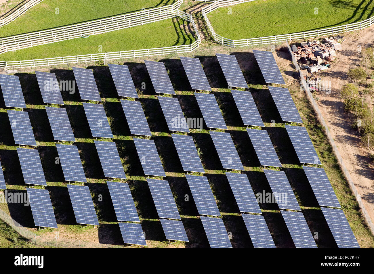 Ferme solaire, Simi Valley, Californie, USA, vue aérienne Banque D'Images