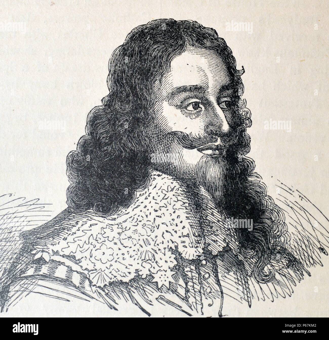 Gravure de Charles I d'Angleterre (1600-1649) Roi des trois royaumes d'Angleterre, d'Écosse et d'Irlande du 27 mars 1625 jusqu'à son exécution en 1649. En date du 17e siècle Banque D'Images