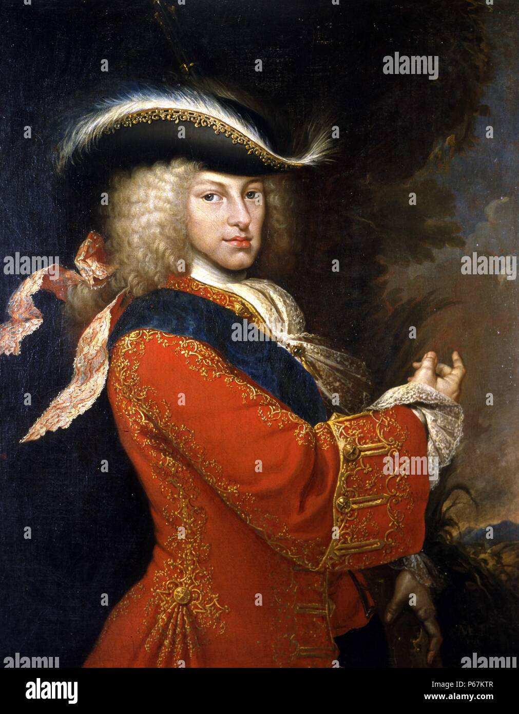 Portrait de Philippe V d'Espagne (1683-1746). Par Miguel Jacinto Meléndez (1679-1734) peintre espagnol. En date du 18e siècle Banque D'Images