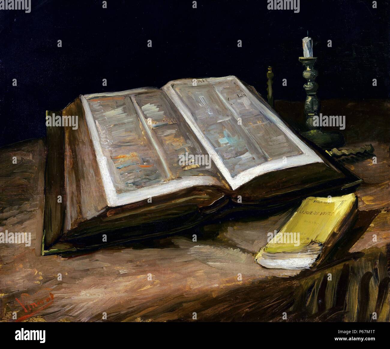 La peinture intitulée "La vie avec Bible' par Vincent van Gogh (1853-1890) peintre post-impressionniste d'origine néerlandaise. Datée 1885 Banque D'Images