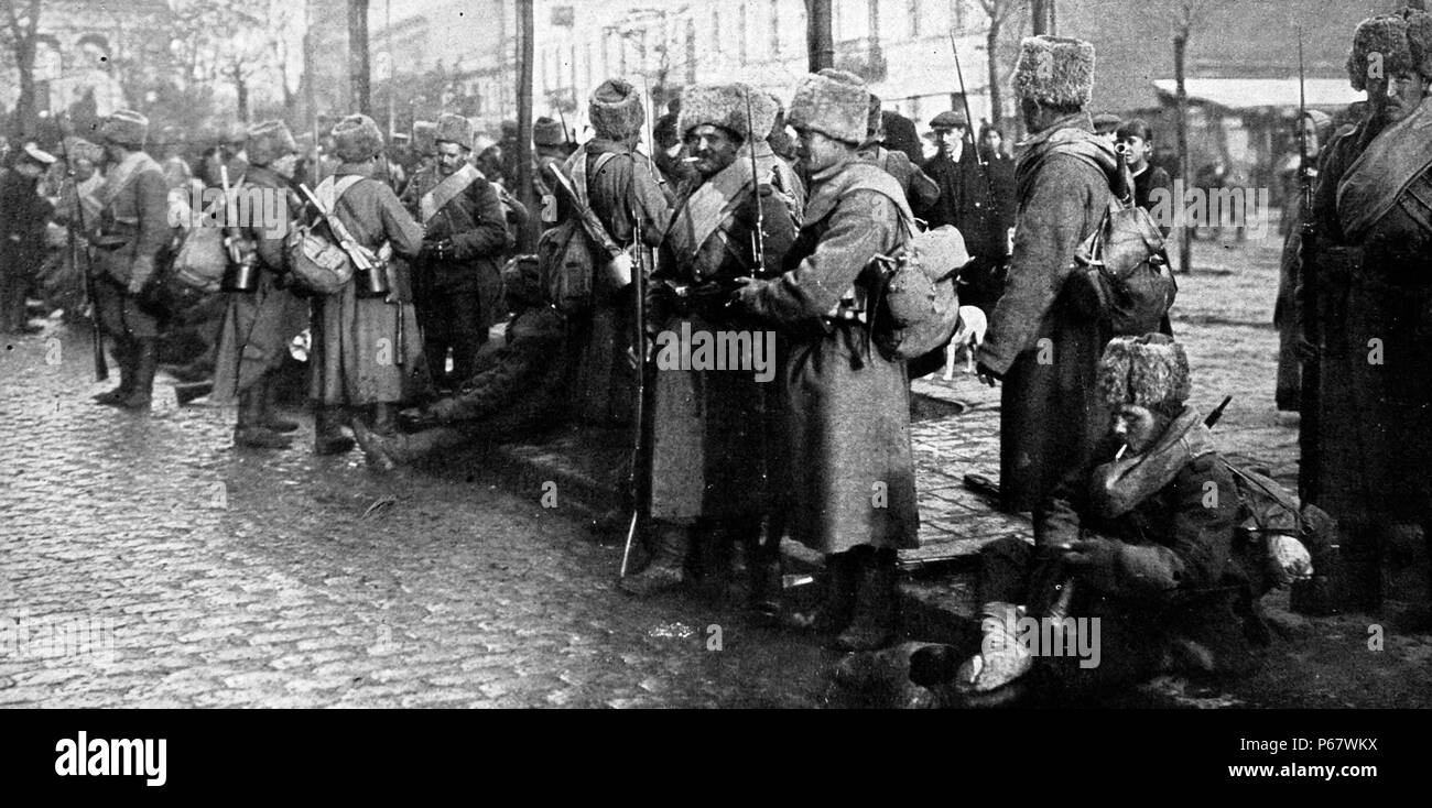 Première guerre mondiale : La colonne russe à Varsovie, Pologne 1915 Banque D'Images