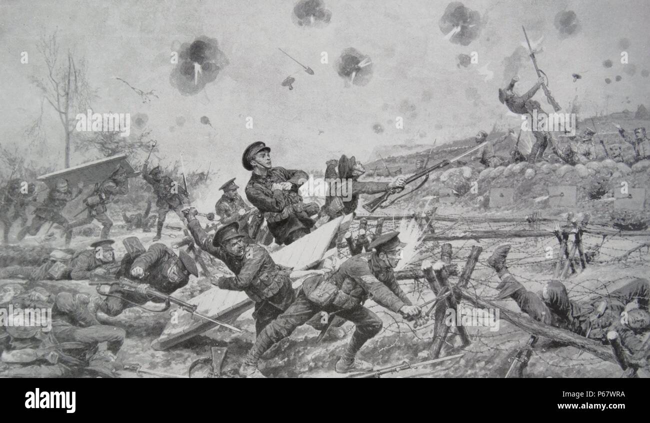 Proximité des combats entre les forces britanniques nd allemands dans les tranchées pendant la Première Guerre mondiale 1915 Banque D'Images Proximité des combats entre les forces britanniques nd allemands dans les tranchées pendant la Première Guerre mondiale 1915 Banque D'Images