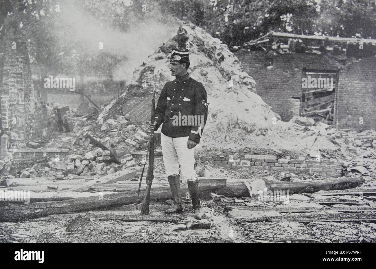 La bataille de Haelen ou Halen, (Anglais : Bataille des casques d'argent, le néerlandais : slag der zilveren helmen), une bataille de cavalerie au début de la Seconde Guerre mondiale I. Haelen était une petite ville de marché de l'itinéraire de l'avancée de l'armée allemande. La bataille a eu lieu le 12 août 1914 entre les forces allemandes, dirigé par Georg von der Marwitz, et les troupes belges menée par Léon de Witte et a donné lieu à une victoire tactique pour les Belges. Banque D'Images