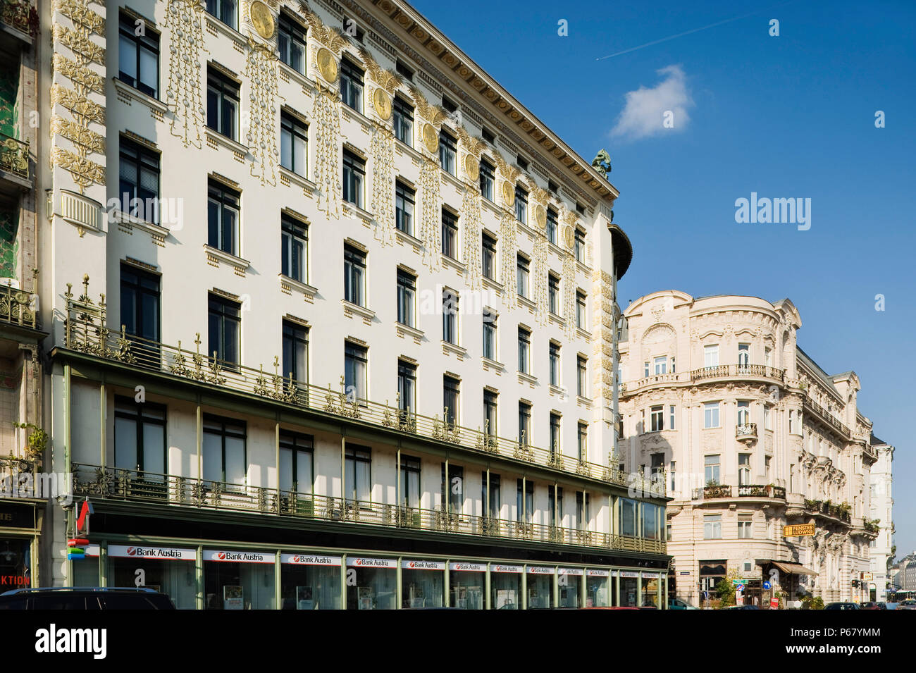 Vienne, l'Art Nouveau, Immeuble de l'Autriche, l'Viennazeile 38 par Otto Wagner 1899, décoration par Koloman Moser Banque D'Images