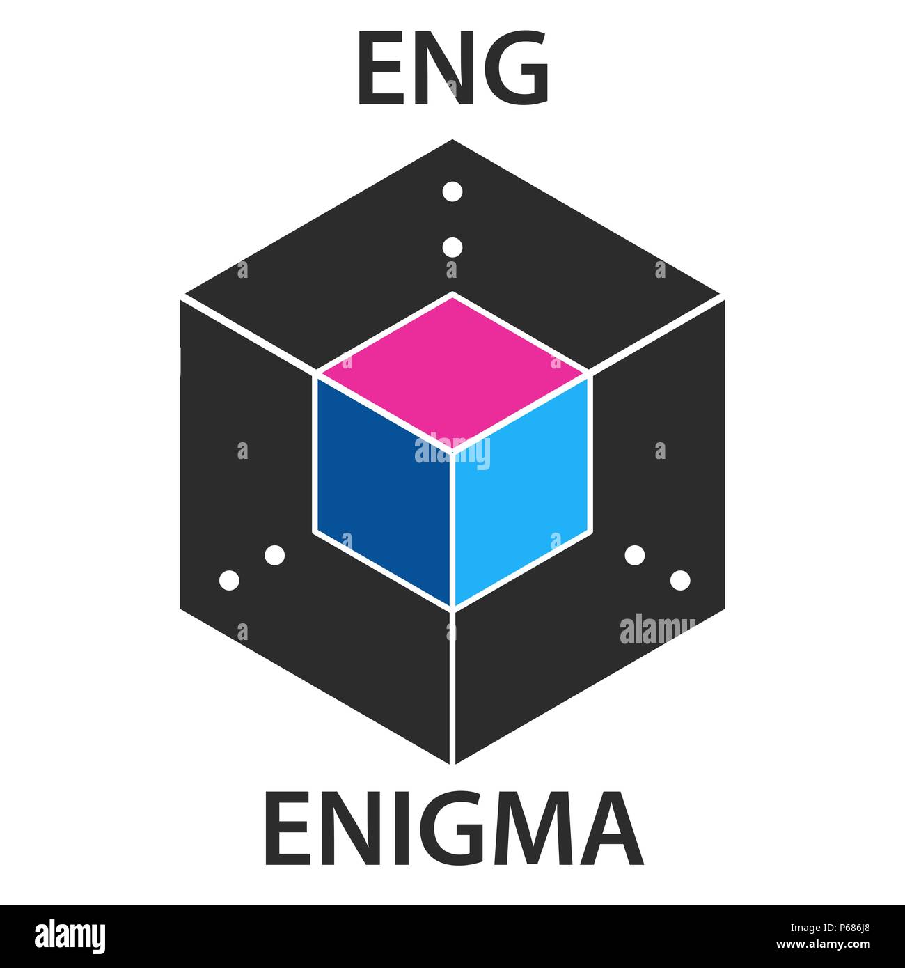 Pièce cryptocurrency blockchain Enigma icône. L'argent électronique virtuel, internet ou cryptocoin symbole, logo Illustration de Vecteur